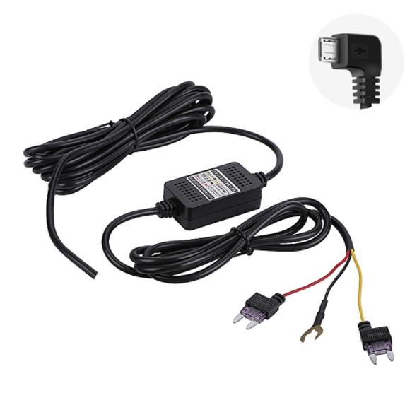 H516 Recording Step-down Line Shrinkage Video Car Charger Line Parking Monitoring Three-Core Power Cord, Model: With Fuse(Micro Left Elbow)
