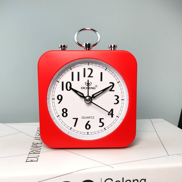 2 PCS Lazy Silent Small Alarm Clock Office Home Desktop Clock(Red)