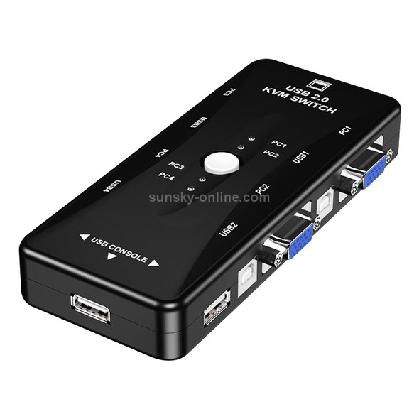 KSW-401V 4 VGA + 3 USB Ports to VGA KVM Switch Box with Control Button for Monitor, Keyboard, Mouse, Set-top box