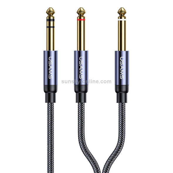 USAMS US-SJ540 3.5mm to Dual 6.35mm Aluminum Alloy Audio Cable, Length: 2m