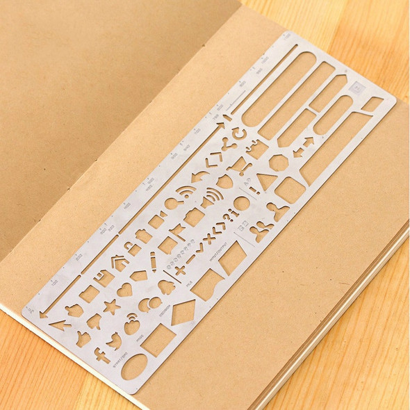 Multifunctional Stainless Steel Hollow Diary Template Ruler, Size:13.8×6.8cm(Style 2)