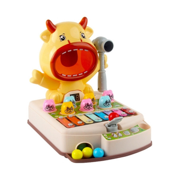Multifunctional Hitting Hamster Toy Children Educational Light and Music Toy, Style: Cattle-Yellow