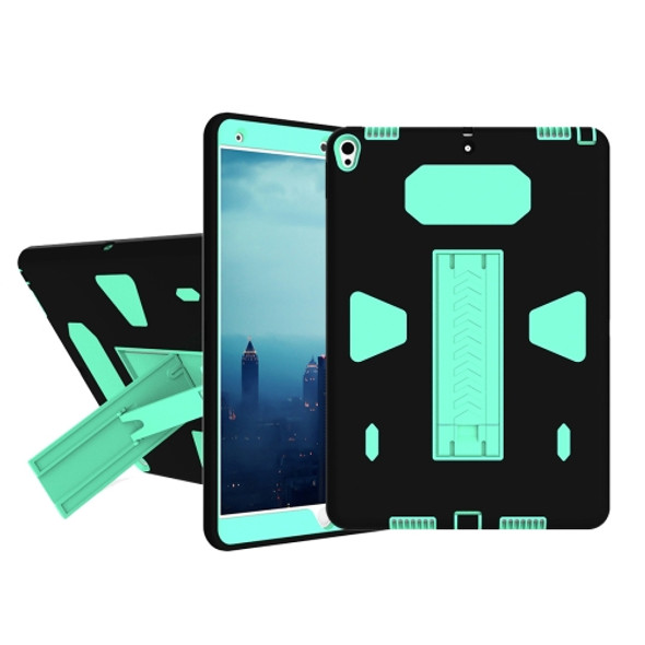 For iPad Pro 10.5 inch PC+Silicone Shockproof Protective Back Cover Case With Holder (Green + Black)