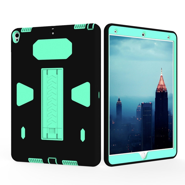 For iPad Pro 10.5 inch PC+Silicone Shockproof Protective Back Cover Case With Holder (Green + Black)