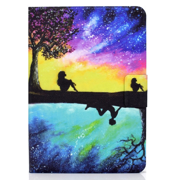 For Amazon Kindle Paperwhite 4 / 3 / 2 / 1 Electric Pressed TPU Colored Drawing Horizontal Flip Leather Case with Holder & Pen Slot(Starry Sky Reflection)