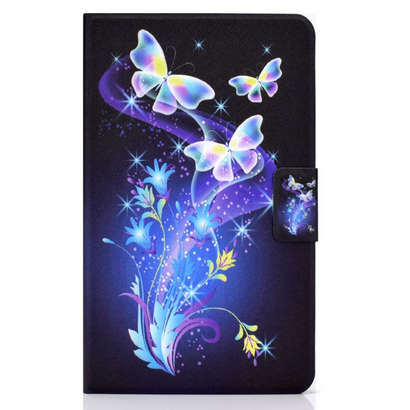 For Amazon Kindle Fire HD 10 (2015) / (2017) / (2019) Electric Pressed TPU Colored Drawing Horizontal Flip Leather Case with Holder & Pen Slot(Butterflies Flower)