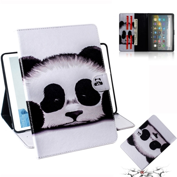 For Amazon Kindle Fire HD 8 (2020) / HD 8 Plus (2020) 3D Colored Drawing Horizontal Flip Leather Case with Holder & Card Slot & Wallet(Panda)