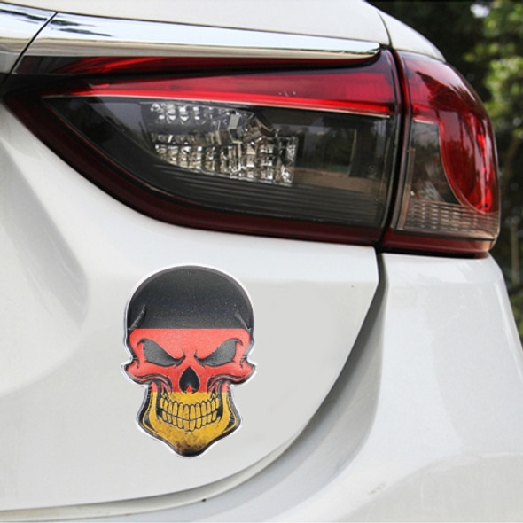 Universal Car German Flag Skull Shape Metal Decorative Sticker