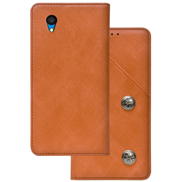 For Alcatel 1 2021 Cloth Texture Retro Horizontal Flip PU Leather Shockproof Case with Holder & Card Slot(Brown)