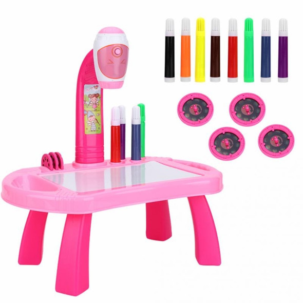 Intelligent Children Projector Early Education Learning Drawing Board Game Puzzle Painting Toy Set(Painting Table - Pink)