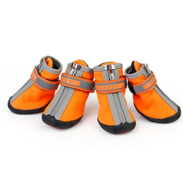 HCPET A1703 Pet Non-Slip Wear-Resistant Shoes Puppy Feet Cover, Size: Number 1(Waterproof Orange)