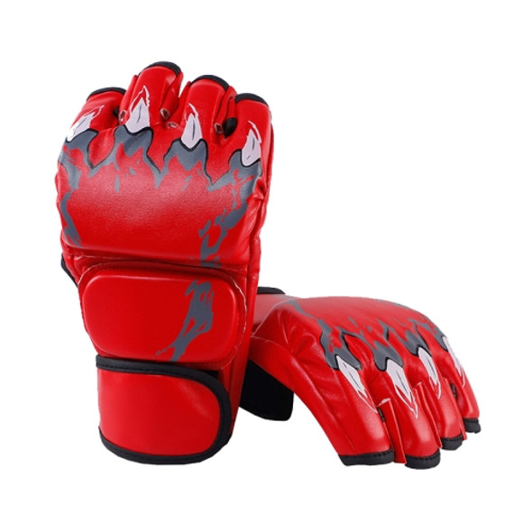 BH0086 1 Pair Boxing Half Finger Gloves Thickened Adult Boxing Gloves(Red Tiger Paws)