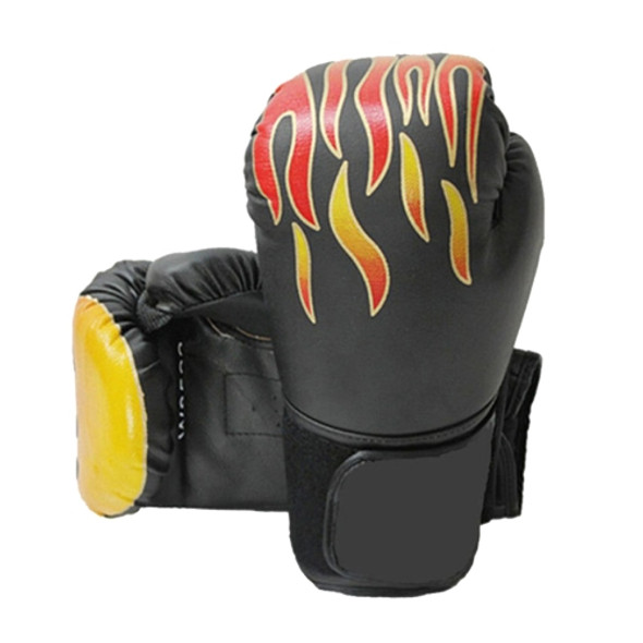 1 Pair Children Boxing Gloves Fitness Fighting Boxing Gloves, Size: Children Small Flame(Black)