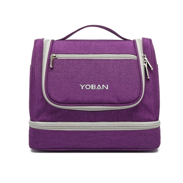 YOBAN Y-1551L Travel Cosmetic Bag Large-Capacity Outdoor Storage Bag Hook Portable Anti-Mold Dry And Wet Separation Wash Bag(Purple)