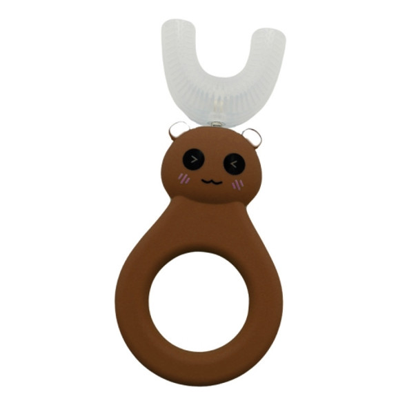 YC-S001 Children U-shaped Toothbrush Anti-cavity Oral Cleaning Manual Toothbrush(Panda Brown)