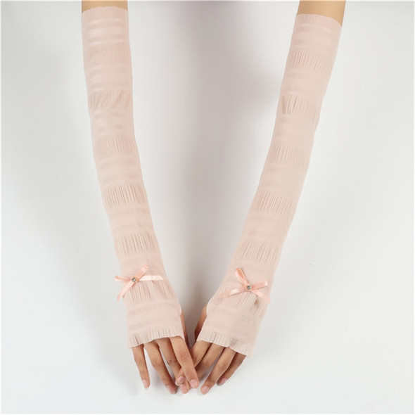 Summer Long Ice Silk Single Diamond Decoration Sun Protection Cuffs Sleeves, A Pair, Size:One Size(Pink)