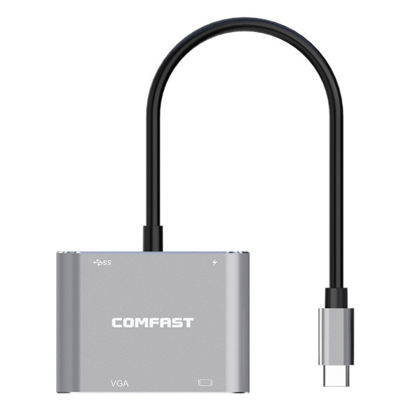 COMFAST CF-K4 4 in 1 USB-C / Type-C Male to USB 3.0 + VGA + 4K HDMI + PD USB-C / Type-C Female Docking Station HUB