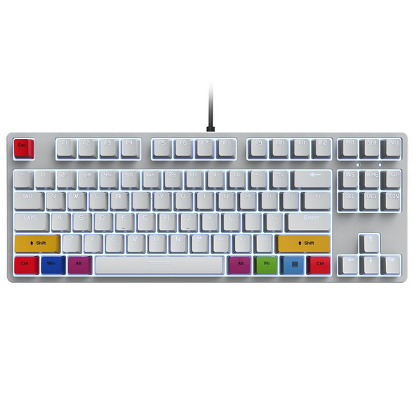 HXSJ L600 87 Keys USB-C / Type-C Wired Red Shaft Mechanical Keyboard with Cool Backlight(White)