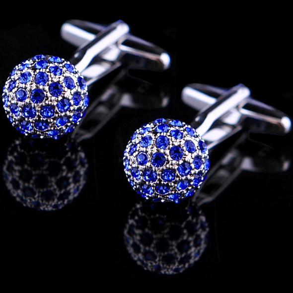 Blue Crystal Ball shirt cufflinks for mens(Blue)