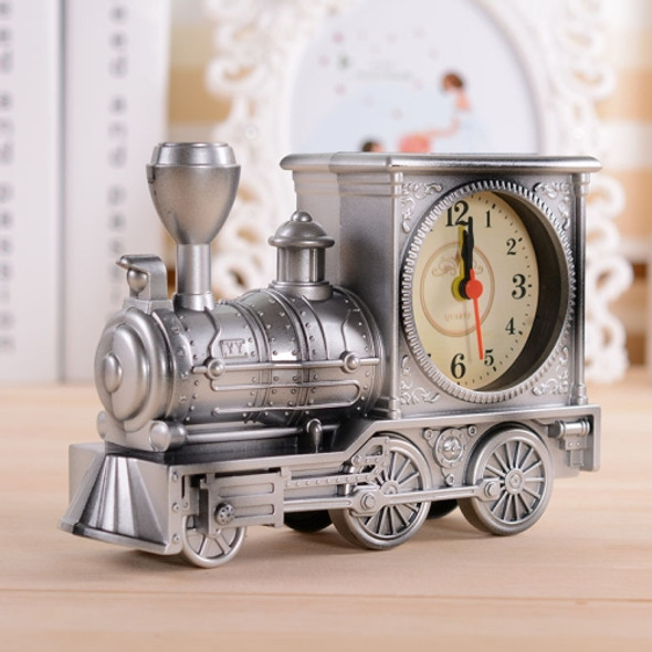 2 PCS YY7688 Antique Train Head Alarm Clock Retro Locomotive Ornaments Gift Student Clock(Silver)