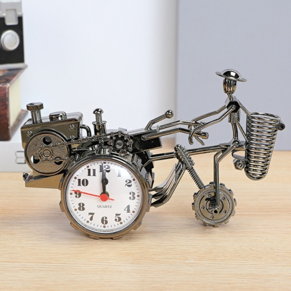 K0931 Retro Clock Ornaments Office Desk Pen Tube Tractor Model Children Toy Alarm(Ugin Color)