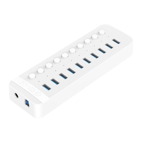 ORICO CT2U3-10AB-WH 10 In 1 Plastic Stripes Multi-Port USB HUB with Individual Switches, US Plug(White)