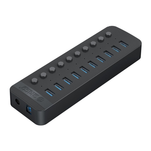 ORICO CT2U3-10AB-BK 10 In 1 Plastic Stripes Multi-Port USB HUB with Individual Switches, US Plug(Black)