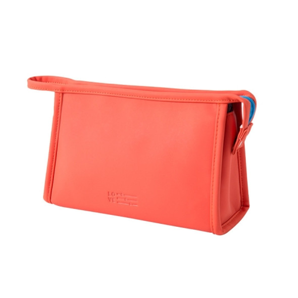 PU Waterproof Cosmetic Bag Large Capacity Travel Portable Toiletry Storage Bag, Specification: 24x14x8cm(Red)