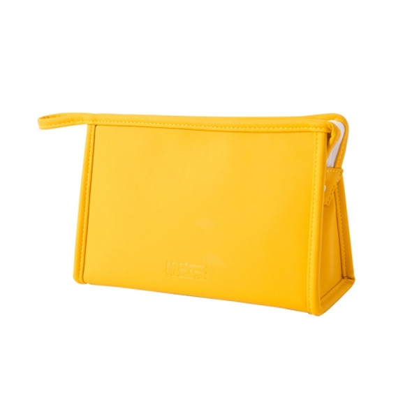 PU Waterproof Cosmetic Bag Large Capacity Travel Portable Toiletry Storage Bag, Specification: 24x14x8cm(Yellow)