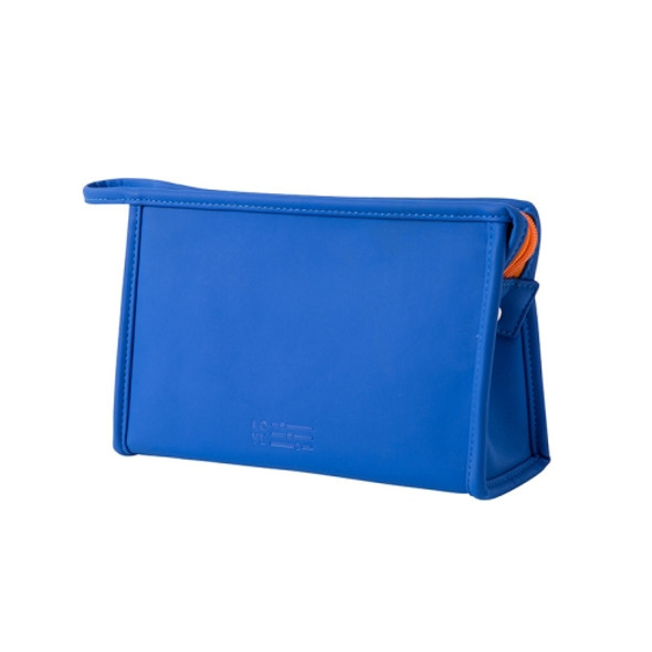 PU Waterproof Cosmetic Bag Large Capacity Travel Portable Toiletry Storage Bag, Specification: 24x14x8cm(Blue)