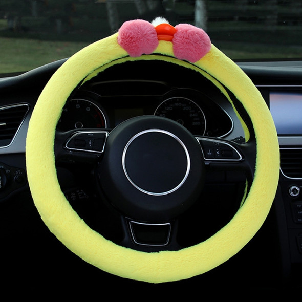 Cartoon Car Steering Wheel Cover Winter Long Hair Non-Slip Steering Wheel Cover(Hyaluronic Duck)
