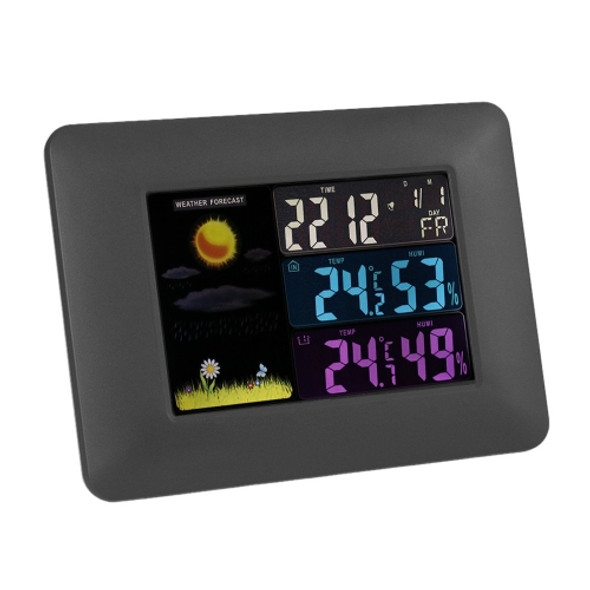 Multifunctional Indoor And Outdoor Temperature And Humidity Meter Colorful Screen Weather Clock(TS-A97-EU EU Plug)