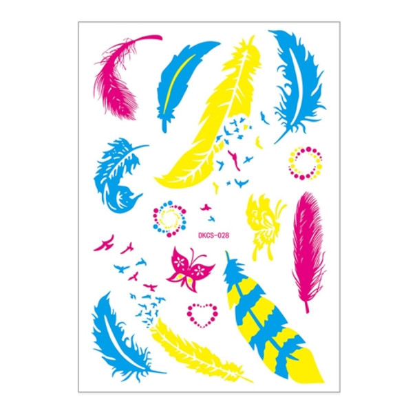 10 PCS Fluorescent Flower Arm Tattoo Sticker Face Sticker Waterproof Feather Tattoo Arm Tattoo Sticker(DKCS028)