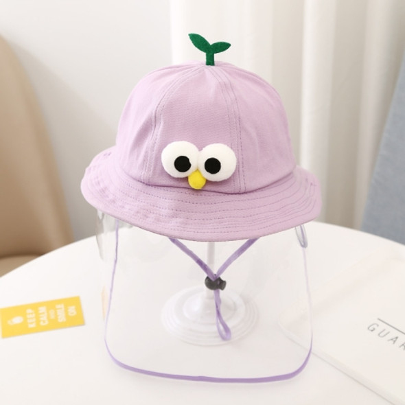 Autumn Winter Velvet Anti-Saliva Splash Anti-Spitting Anti-Fog Anti-Oil Baby Kids Cap Removable Face Shield  For 2-6 Years Old(Purple Green Bud Eyes )