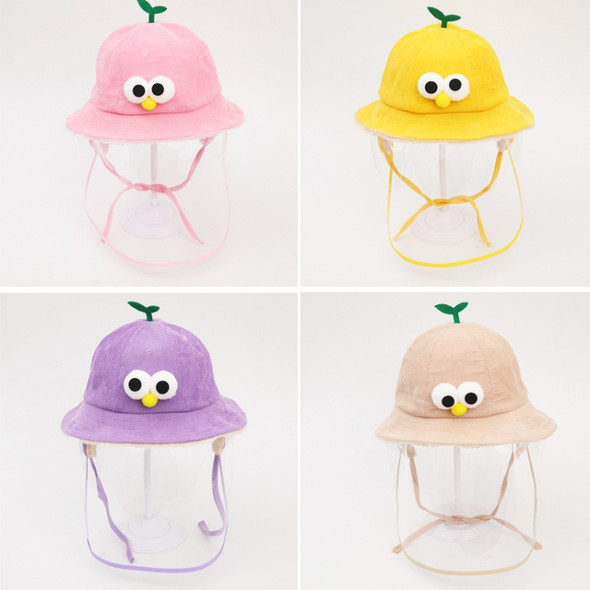 Autumn Winter Velvet Anti-Saliva Splash Anti-Spitting Anti-Fog Anti-Oil Baby Kids Cap Removable Face Shield  For 2-6 Years Old(Purple Green Bud Eyes )