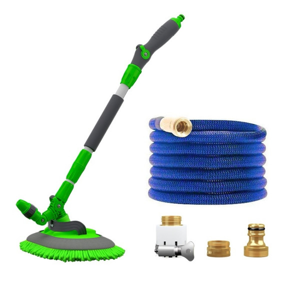 Soft Long-Handled Mop For Car Washing + Telescopic Hose Set, Style： Mop + 30m Pipe (Blue)
