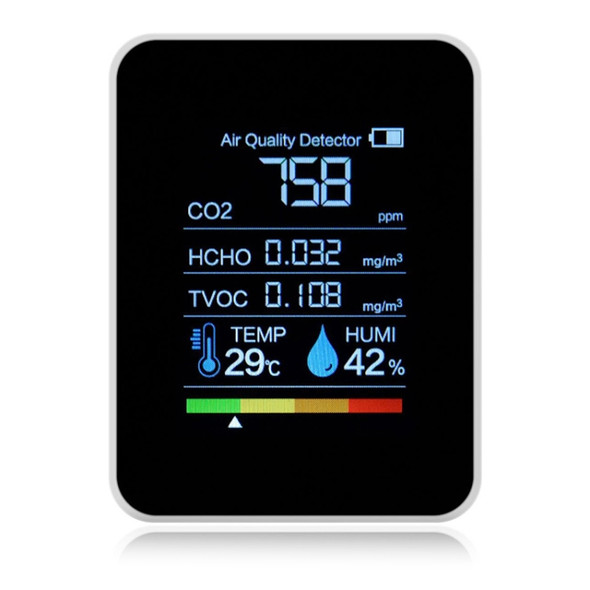 TVOC1 Portable CO2 Air Quality Formaldehyde Carbon Dioxide Detector Indoor Temperature Hygrometer with LED Digital Display(White)