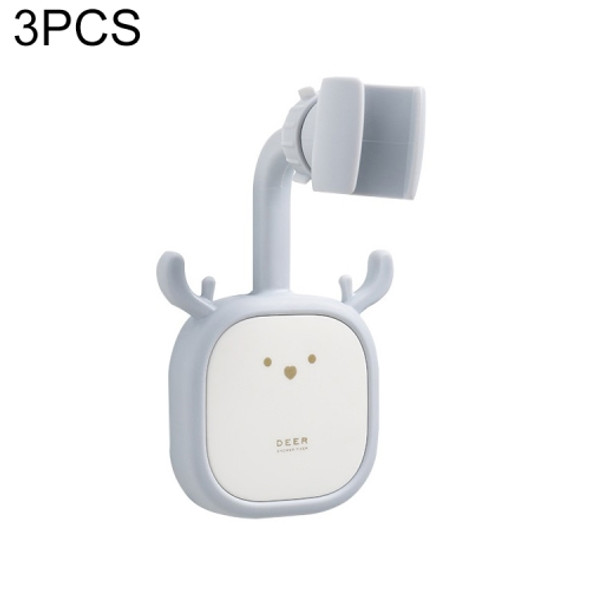 3 PCS SM010 Cute Punch-Free Universal Head Shower Bracket Bathroom Bracket Shower Nozzle Adjustable Fixed Frame(Gray)