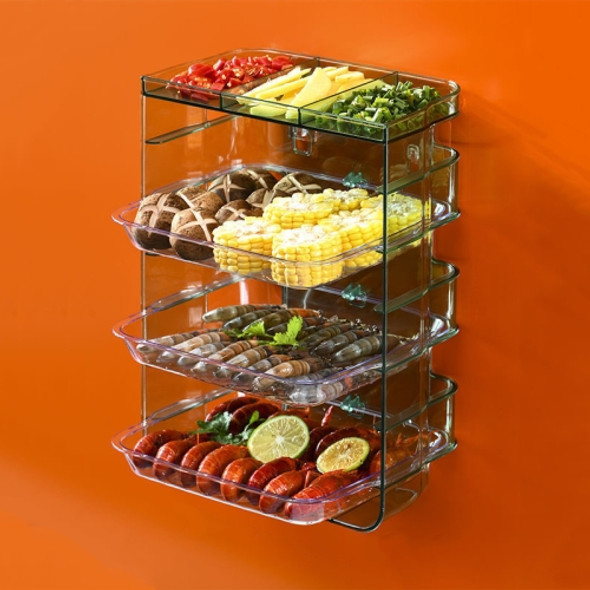 Multi-Function Punch-Free Multilayer Side Dish Kitchen Stacking Storage Rack, Specification: Jade Green 3-layer