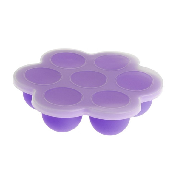 2 PCS 7 Grid Baby Food Container Infant Fruit Breast Milk Storage Box Freezer Tray Crisper(Purple)