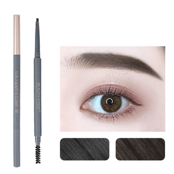 5 PCS Beauty Soso Ultra-Fine Eyebrow Pencil Double-Headed Eyebrow Pencil Waterproof And Sweat-Proof Makeup Beauty Tools, Net weight: Triangle Refill(5 Natural Black)