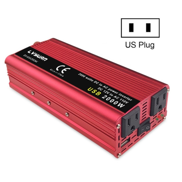 LVYUAN Car Inverter Dual USB Power Converter, Specification: 12V to 110V 2000W US Plug