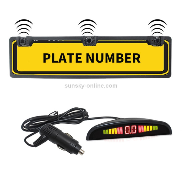 PZ300L-W Wireless Europe Car License Plate Frame Parking Sensors Reversing Radar with 3 Radar Detector