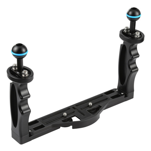 PULUZ Dual Handles Aluminium Alloy Tray Stabilizer for Underwater Camera Housings(Black)