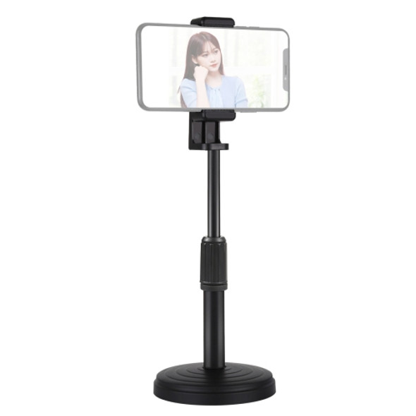 PULUZ Round Base Desktop Mount with Phone Clamp, Adjustable Height: 18cm-28cm