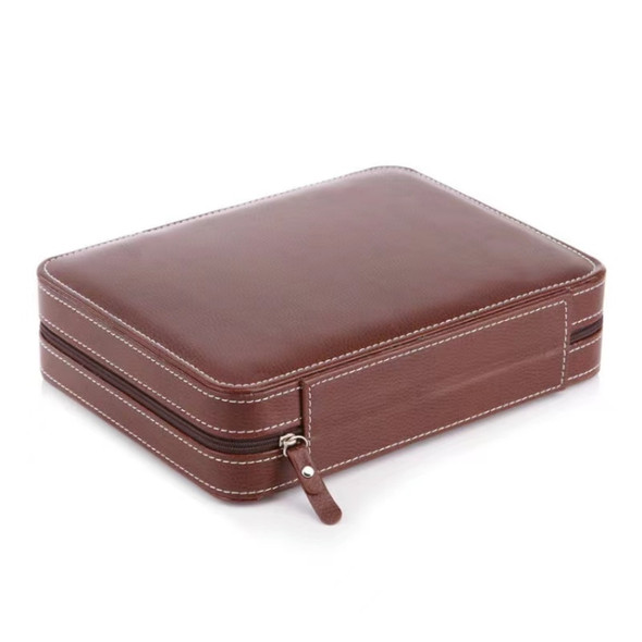 8-Digit Watch Storage Box Watch Display Box Portable Watch Travel Bag, Specification: 24 x 18 x 6cm(Brown )