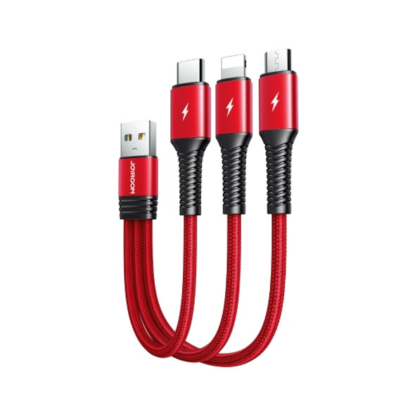 JOYROOM S-01530G9 3.5A 3 in 1 USB to Micro USB + USB-C / Type-C + 8 Pin Short Charging Cable(Red)