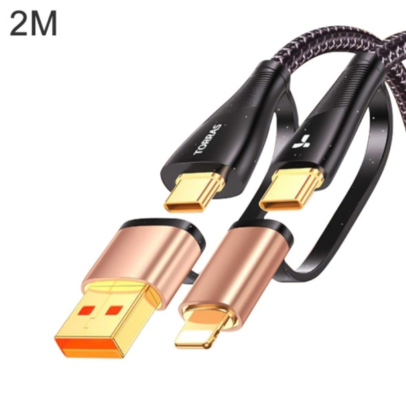 TORRAS Wyatt Core Series 4 in 1 USB-A + USB-C / Type-C to 8 Pin + USB-C / Type-C TPE Fast Charge Data Cable, Length: 2m (Black)