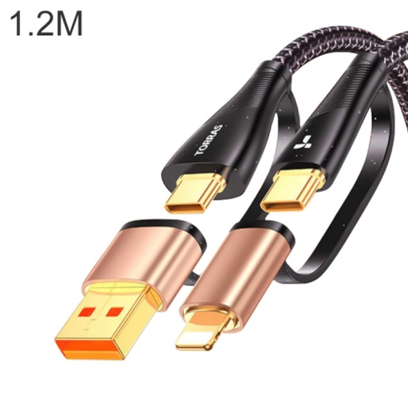 TORRAS Wyatt Core Series 4 in 1 USB-A + USB-C / Type-C to 8 Pin + USB-C / Type-C TPE Fast Charge Data Cable, Length: 1.2m (Black)