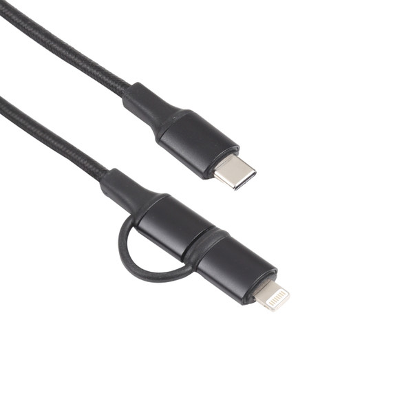 XF-45 2 in 1 3A USB-C / Type-C to USB-C / Type-C + 8 Pin Fast Charging Braided Data Cable, Cable Length: 1m (Black)